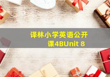 译林小学英语公开课4BUnit 8